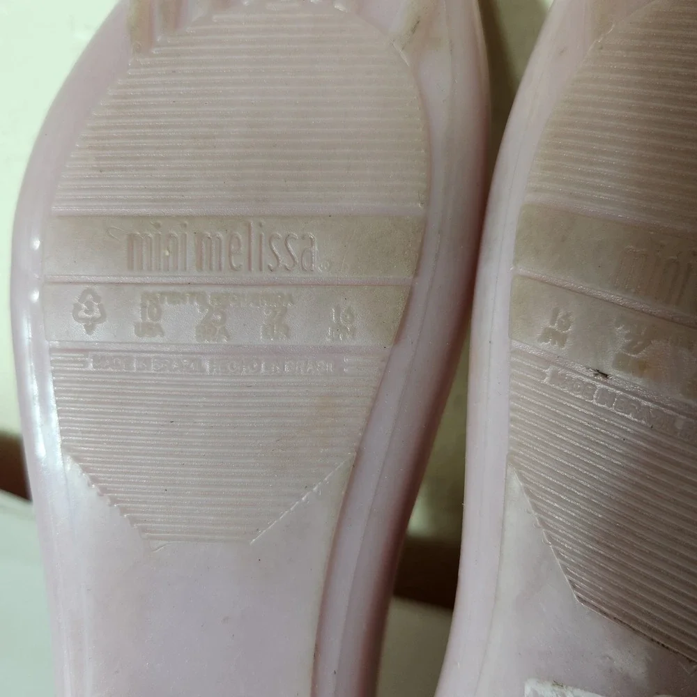 Mini Melissa Sweet Love Pink Pearlescent Jelly Mary Jane Flats Kids Size 10